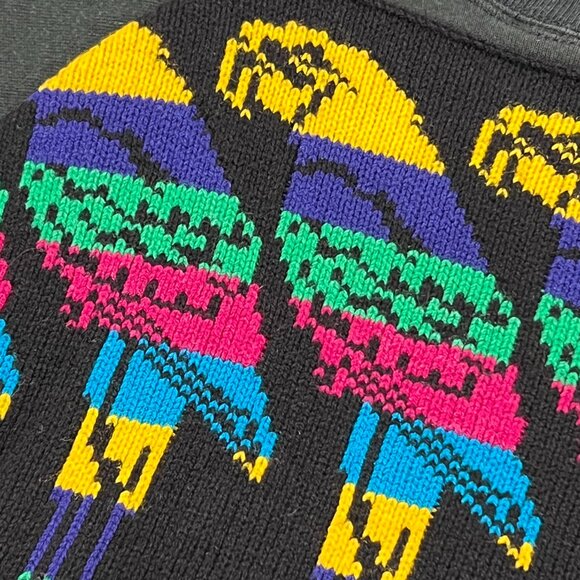 Womens vintage Hanes sweatshirt parrot pattern black cotton y2k - Picture 3 of 5